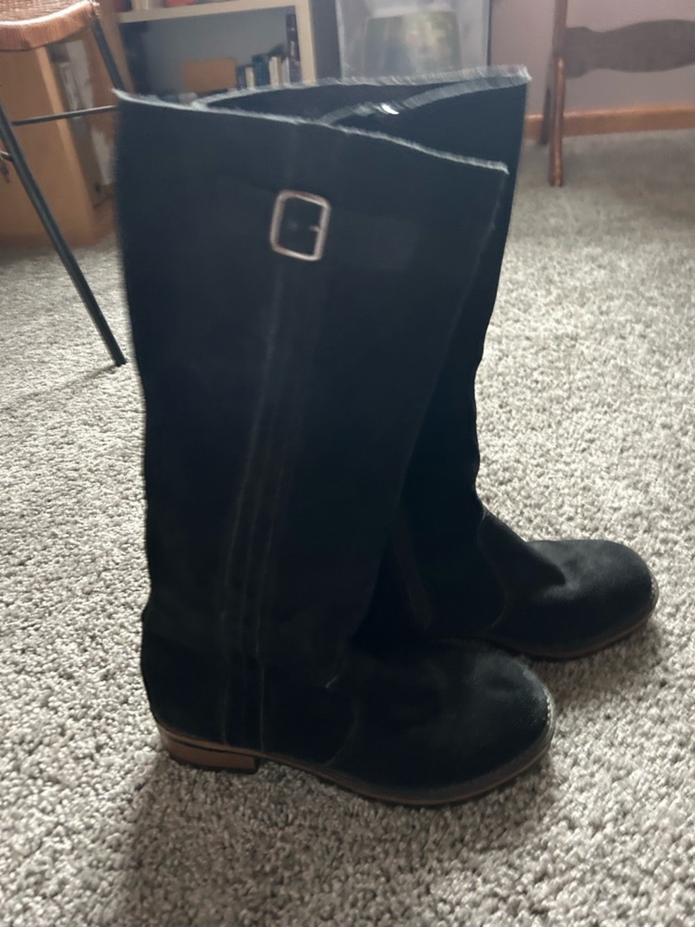Merona Black Suede Mid-Calf Women’s Riding Boots size 8 1/2 - Picture 4 of 7